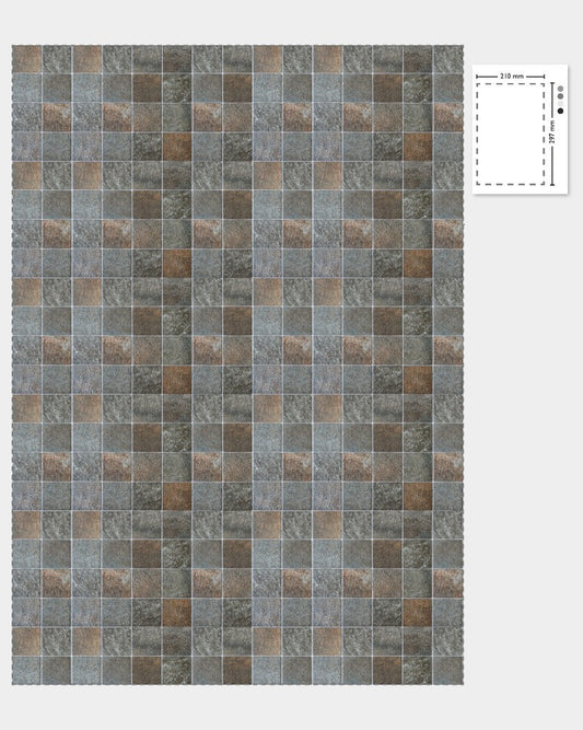 1:12 Scale Dolls House Miniature – Rustic Stone Tile Effect Flooring Sheets x2