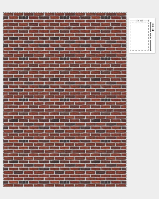 1:12 Scale Dolls House Miniature – Traditional Red Bricks Cladding Sheets x2