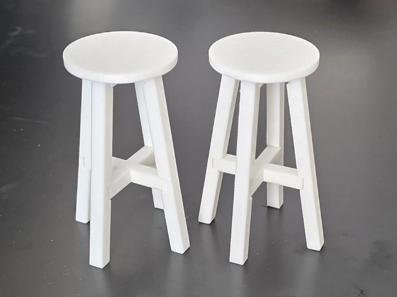 1:12 Scale Dolls House Miniature - IKEA-Inspired 2x Kitchen / Pub Bar Stools