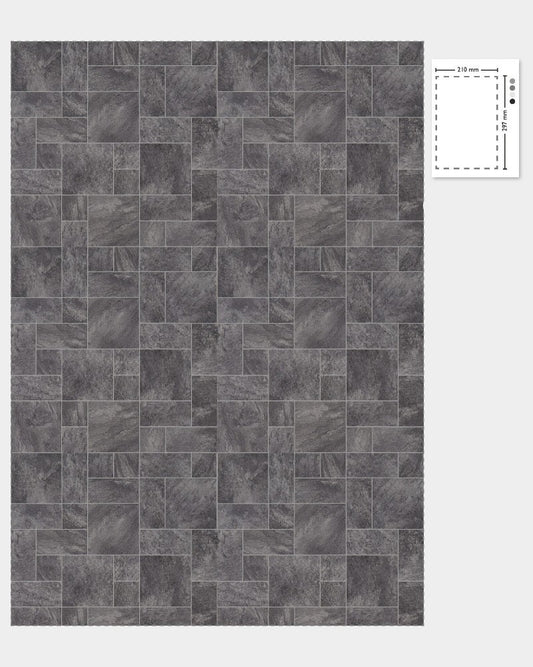 1:12 Scale Dolls House Miniature – Grey Granite Stone Tiles Flooring Sheets x2