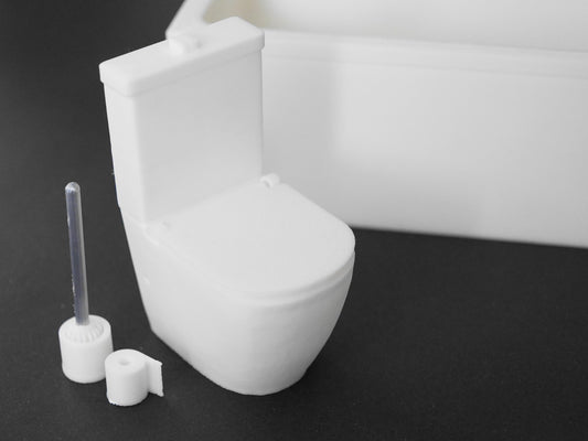 1:12 Scale Dolls House Miniature – Modern Bathroom Toilet with Opening Lid