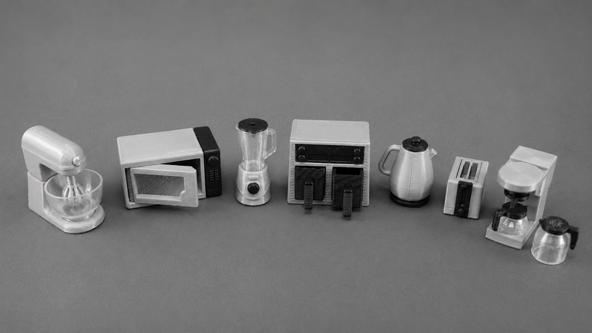 1:12 Scale Dolls House Miniature – Stand Mixer (Grey/Silver Ninja Inspired)