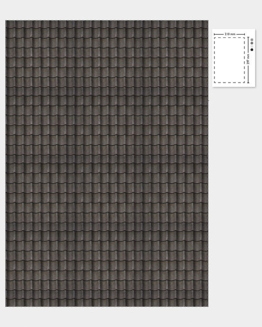 1:12 Scale Dolls House Miniature – Grey Slate Roof Tiles/Roofing Sheets x2