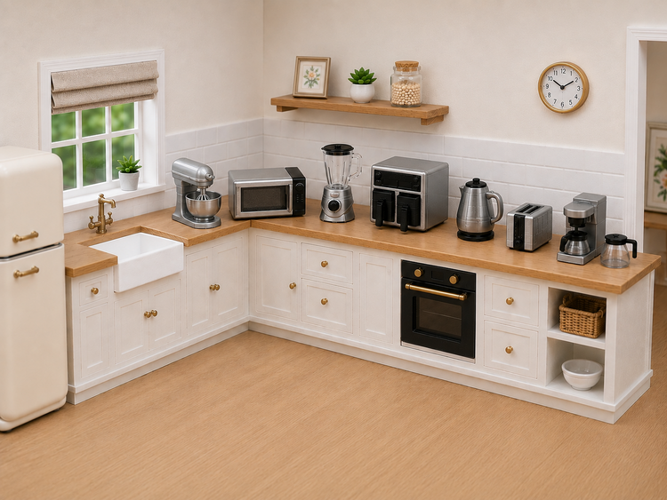 1:12 Scale Dolls House Miniature – Air Fryer (Grey/Silver Ninja Inspired)