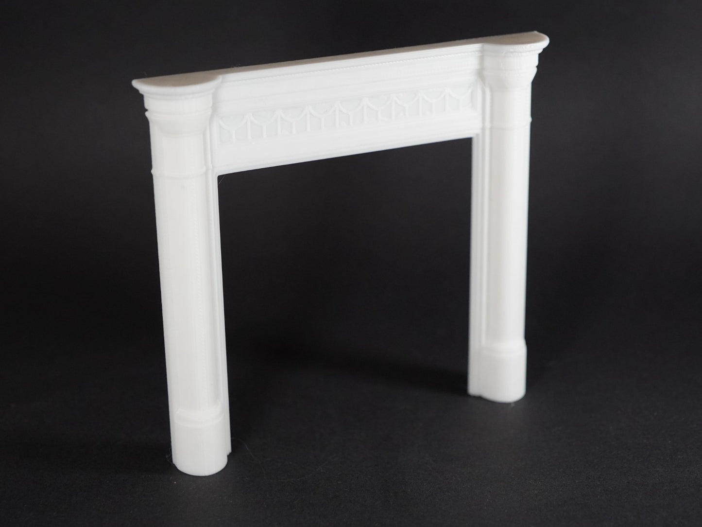 1:12 Scale Dolls House Miniature – Victorian Draped Fireplace & Marble Hearth
