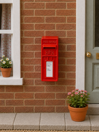1:12 Scale Dolls House Miniature – Traditional Red Post Box/Royal Mail Inspired