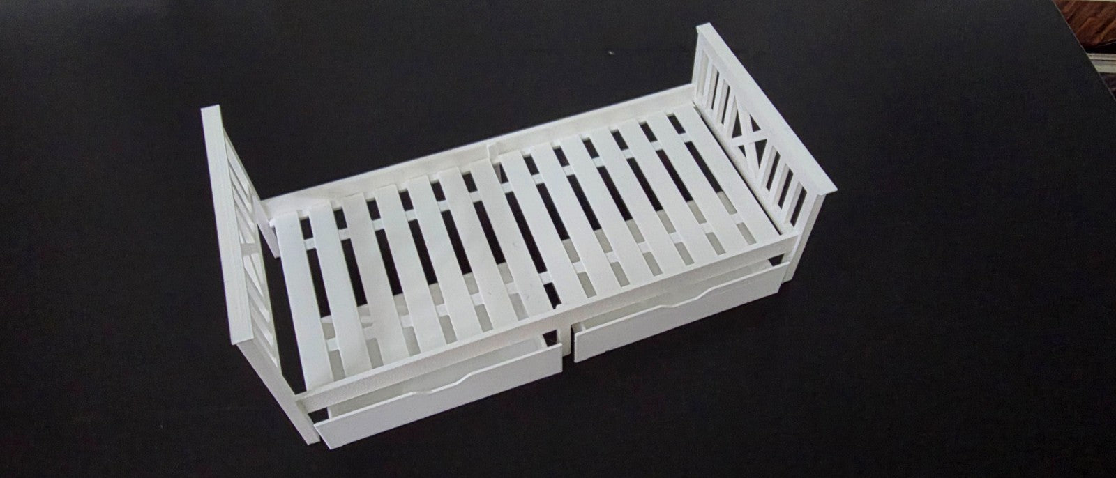 1:12 Scale Dolls House Miniature - White Single Bed with Drawers - IKEA-Inspired