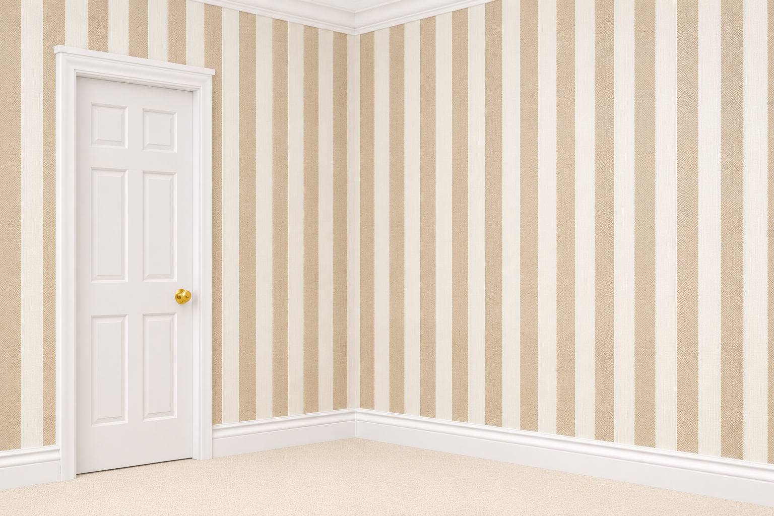 1:12 Scale Dolls House Miniature – Beige Stripe Wallpaper Sheets x2