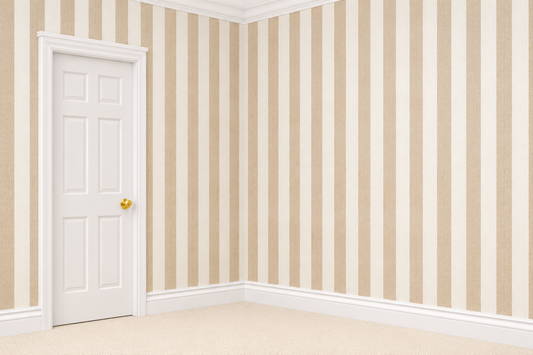 1:12 Scale Dolls House Miniature – Beige Stripe Wallpaper Sheets x2