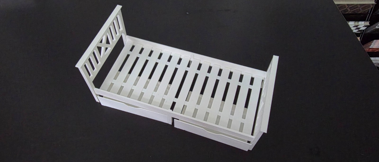 1:12 Scale Dolls House Miniature - White Single Bed with Drawers - IKEA-Inspired