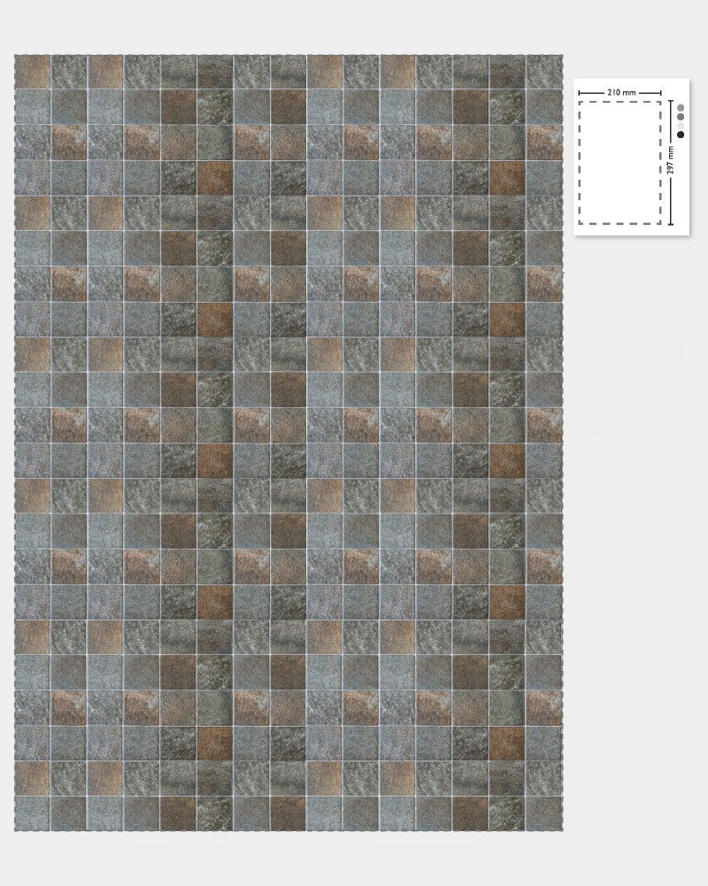 1:12 Scale Dolls House Miniature – Rustic Stone Tile Effect Flooring Sheets x2