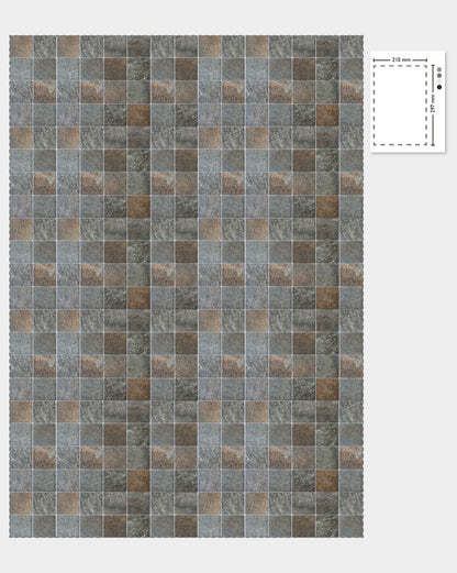 1:12 Scale Dolls House Miniature – Rustic Stone Tile Effect Flooring Sheets x2