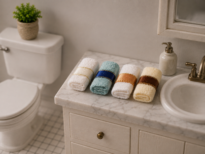 1:12 Scale Dolls House Miniature – Bathroom Towel Set of Four Towels