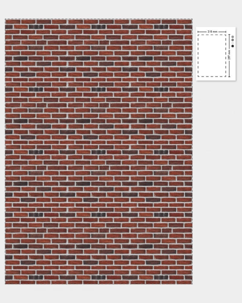 1:12 Scale Dolls House Miniature – Traditional Red Bricks Cladding Sheets x2