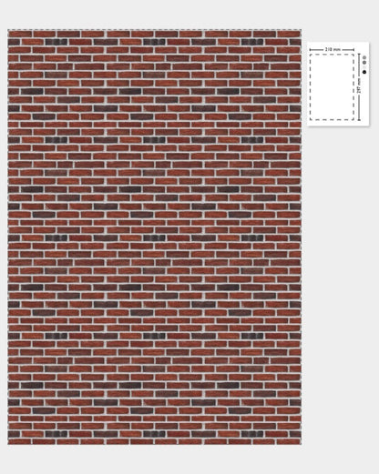 1:12 Scale Dolls House Miniature – Traditional Red Bricks Cladding Sheets x2