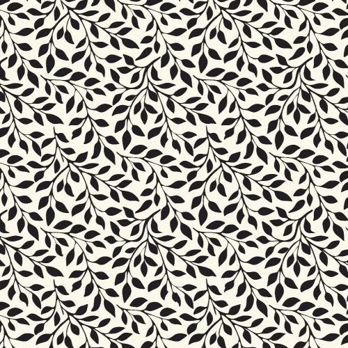 1:12 Scale Dolls House Miniature – Black & Cream Leaf Wallpaper Sheets x2