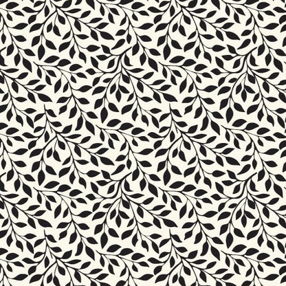1:12 Scale Dolls House Miniature – Black & Cream Leaf Wallpaper Sheets x2