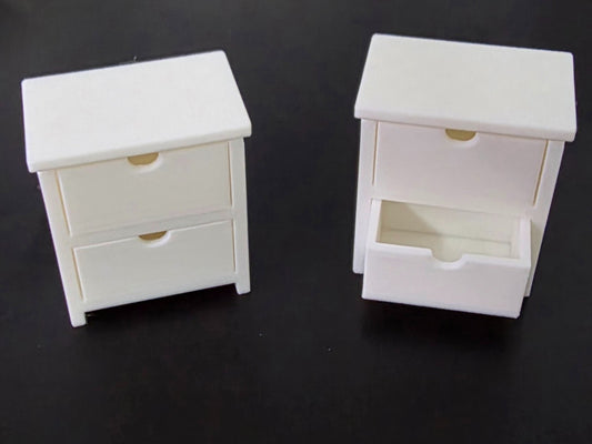 1:12 Scale Dolls House Miniature – IKEA-Inspired 2x Bedside with Working Drawers