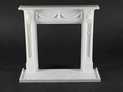 1:12 Scale Dolls House Miniature – Regency Garland Fireplace & Marble Hearth