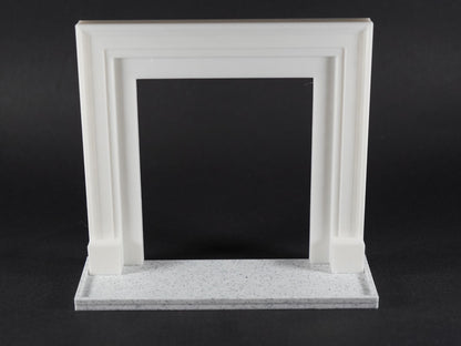 1:12 Scale Dolls House Miniature – Modern Contemporary Fireplace & Marble Hearth