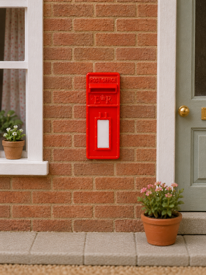 1:12 Scale Dolls House Miniature – Flat Wall Red Post Box/Royal Mail Inspired