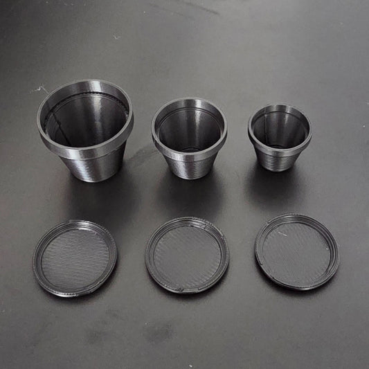 1:12 Scale Dolls House Miniature – Set of 3 Indoor/Outdoor Plant Pots - Black
