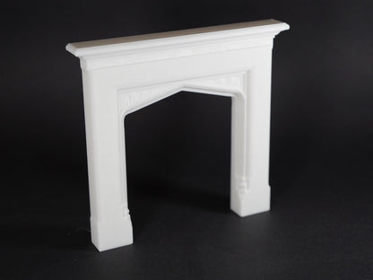 1:12 Scale Dolls House Miniature – Gothic Arch Fireplace & Marble Hearth
