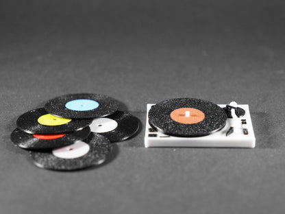 1:12 Scale Dolls House Miniature – Record Player with Vinyl Records