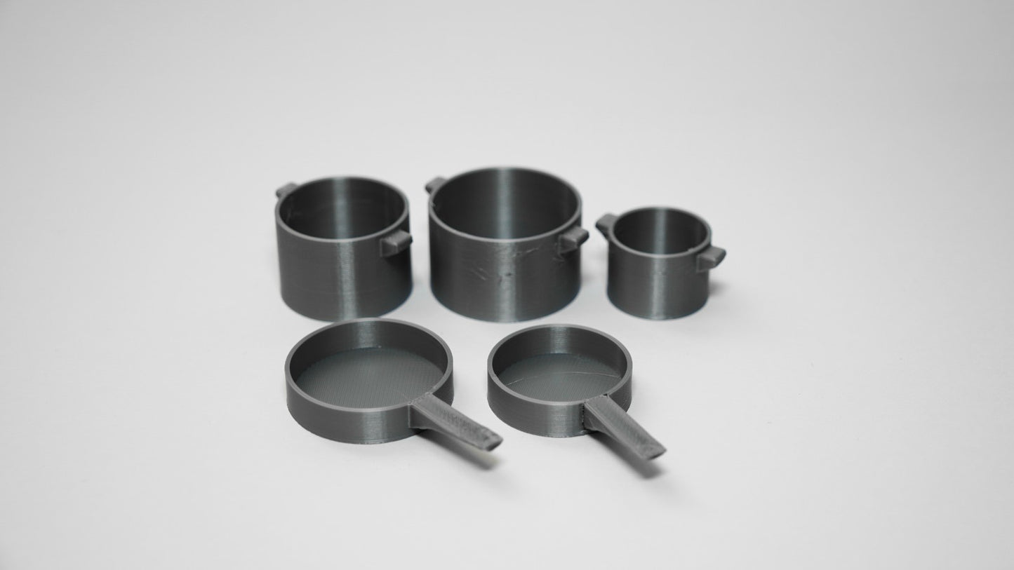 1:12 Scale Dolls House Miniature – Kitchen Pan Set (5 Pieces)