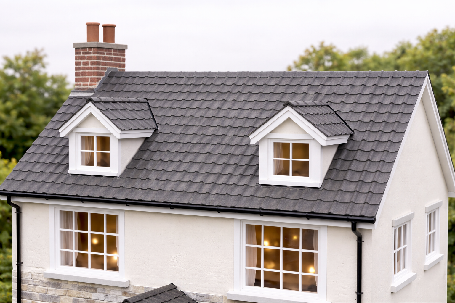 1:12 Scale Dolls House Miniature – Grey Slate Roof Tiles/Roofing Sheets x2
