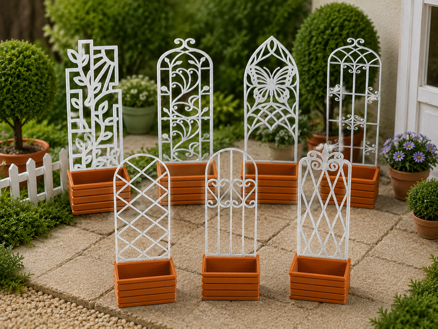 1:12 Scale Dolls House Miniature – Pot Planter with Trellis Design #7