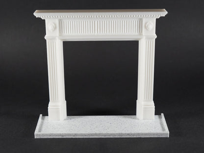 1:12 Scale Dolls House Miniature – Georgian Reeded Fireplace & Marble Hearth