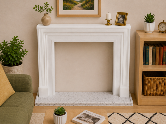 1:12 Scale Dolls House Miniature – Modern Contemporary Fireplace & Marble Hearth