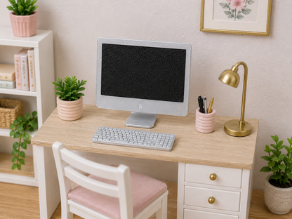 1:12 Scale Dolls House Miniature – Apple iMac Inspired Computer & Keyboard