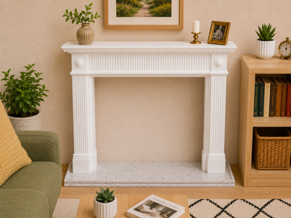 1:12 Scale Dolls House Miniature – Georgian Reeded Fireplace & Marble Hearth