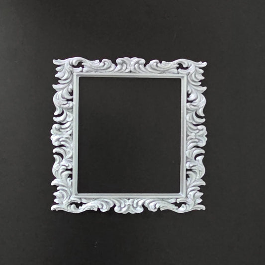 1:12 Scale Dolls House Miniature – Floral Silver Picture Frame 64mm x 64mm