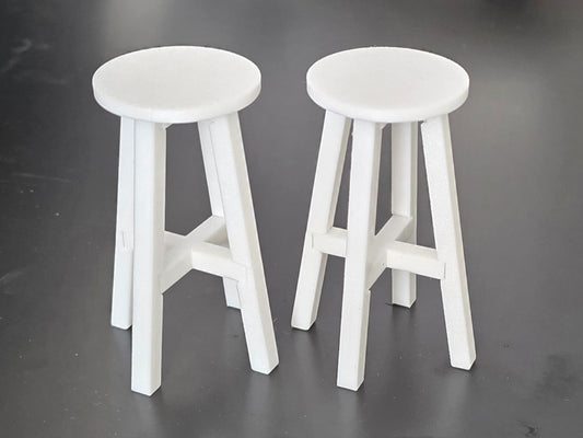 1:12 Scale Dolls House Miniature - IKEA-Inspired 2x Kitchen / Pub Bar Stools