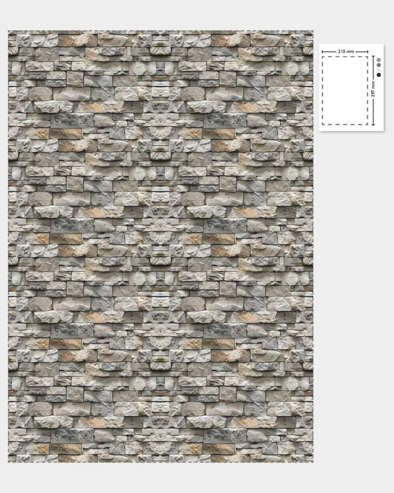 1:12 Scale Dolls House Miniature – Natural Stone Wall Cladding Sheets x2