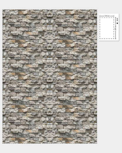 1:12 Scale Dolls House Miniature – Natural Stone Wall Cladding Sheets x2
