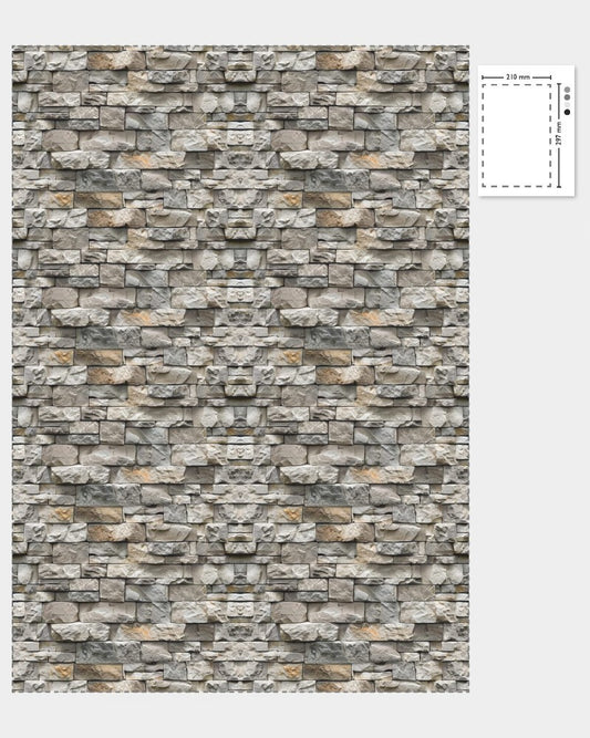 1:12 Scale Dolls House Miniature – Natural Stone Wall Cladding Sheets x2