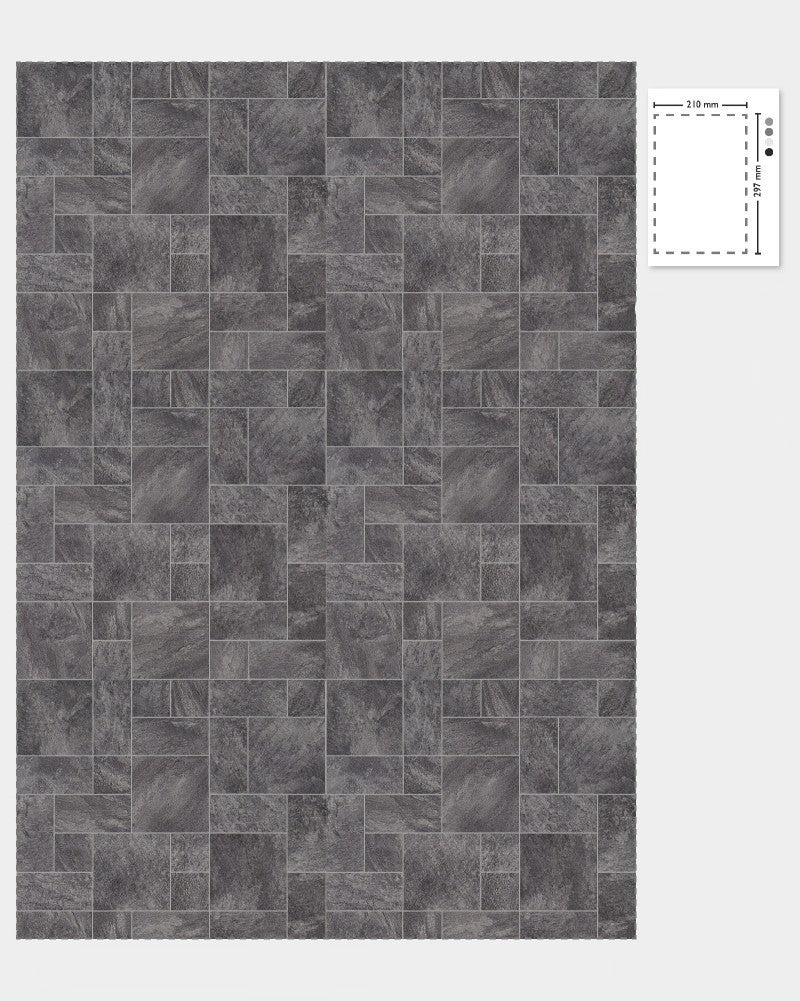 1:12 Scale Dolls House Miniature – Grey Granite Stone Tiles Flooring Sheets x2