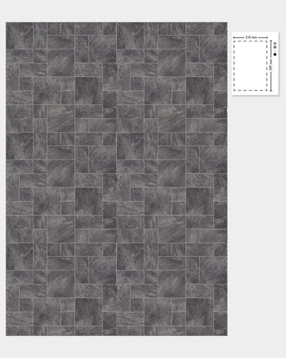 1:12 Scale Dolls House Miniature – Grey Granite Stone Tiles Flooring Sheets x2