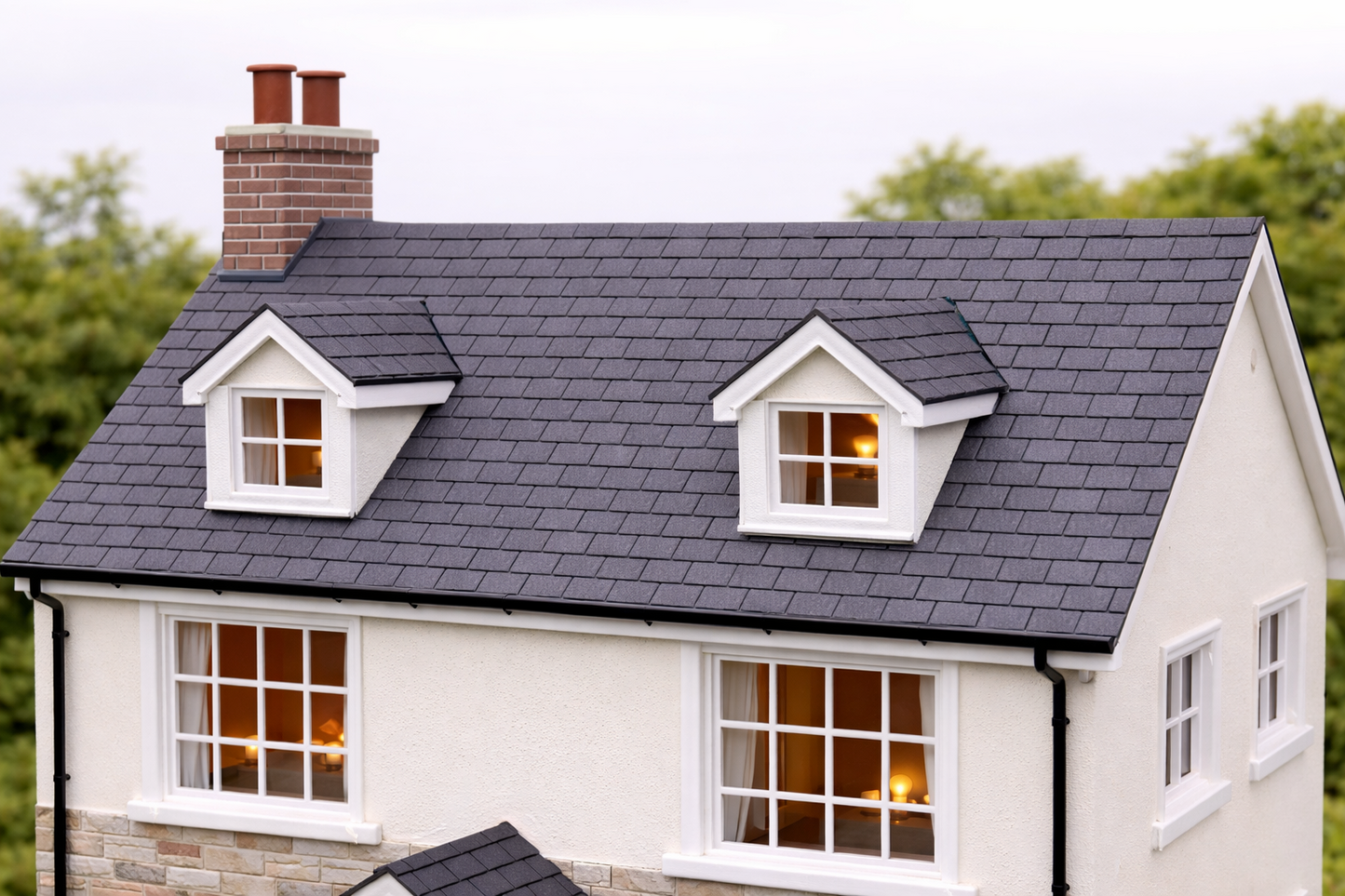1:12 Scale Dolls House Miniature – Realistic Grey Slate Tiles/Roofing Sheets x2