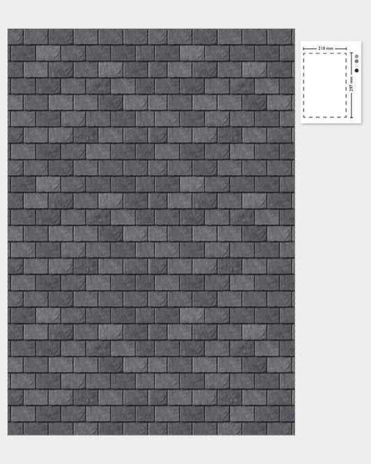 1:12 Scale Dolls House Miniature – Realistic Grey Slate Tiles/Roofing Sheets x2