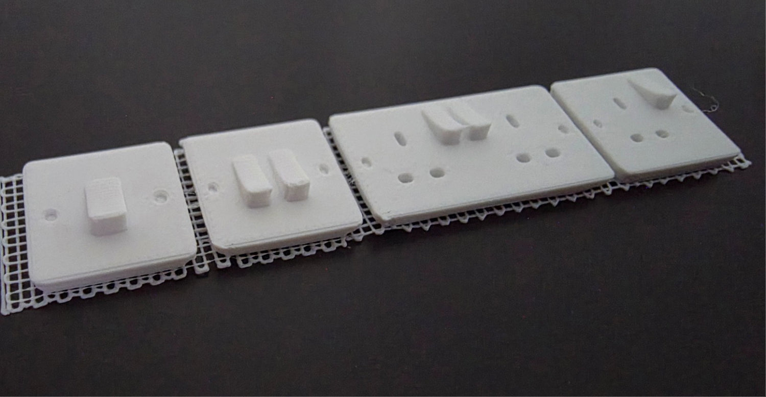 1:12 Scale Dolls House Miniature – Plug Sockets & Light Switches Pack. Detailed.