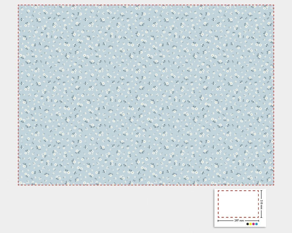1:12 Scale Dolls House Miniature – Blue Floral Wallpaper Sheets x2