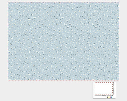 1:12 Scale Dolls House Miniature – Blue Floral Wallpaper Sheets x2
