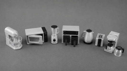 1:12 Scale Dolls House Miniature – Air Fryer (Grey/Silver Ninja Inspired)