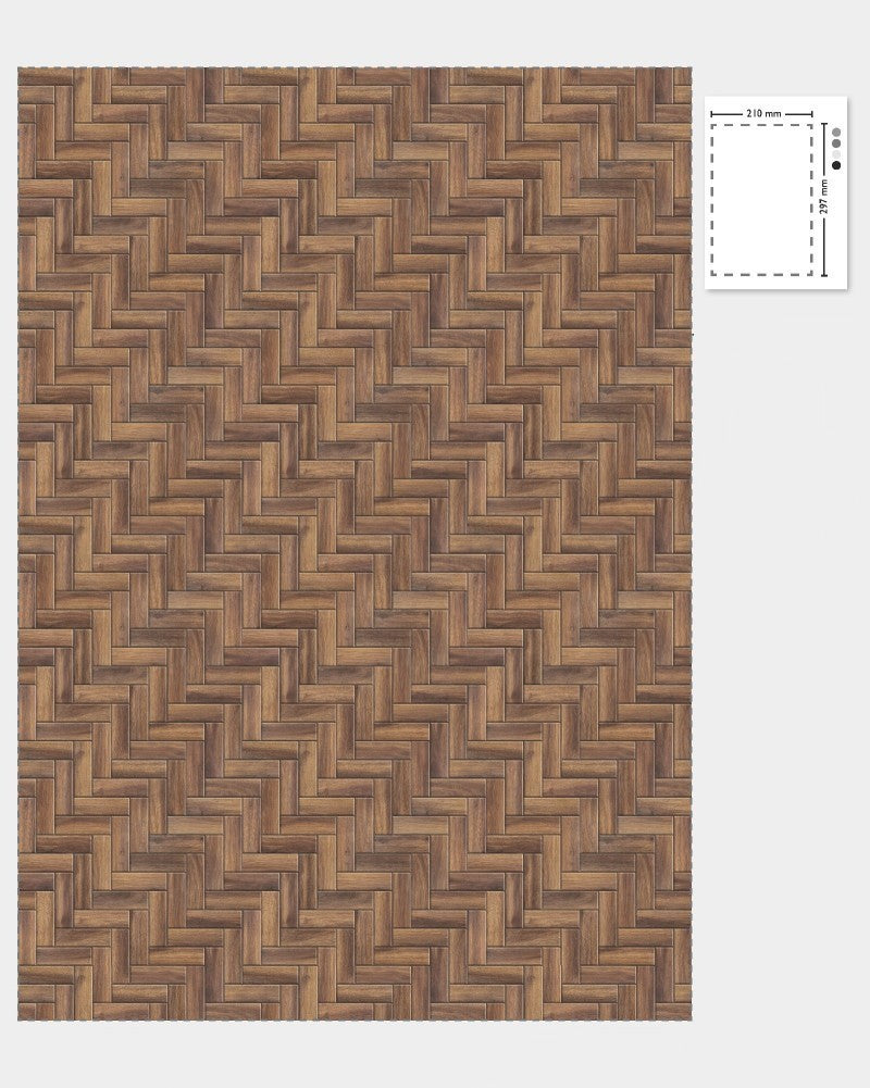 1:12 Scale Dolls House Miniature – Dark Wood Herringbone Flooring Sheets x2