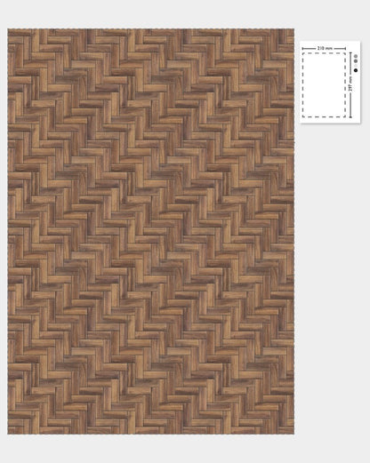 1:12 Scale Dolls House Miniature – Dark Wood Herringbone Flooring Sheets x2